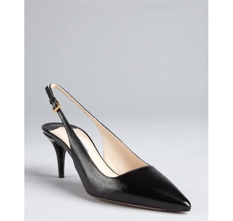 prada black textured patent leather pumps|Prada black pumps.